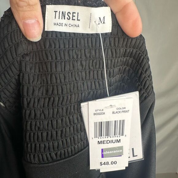 Tinsel Black Floral Mini Dress Size M NWT - Picture 11 of 14